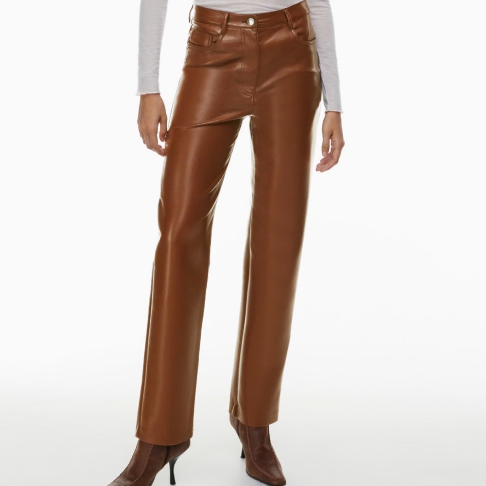 Aritzia The Melina Vegan Leather Pant in Cognac size 0